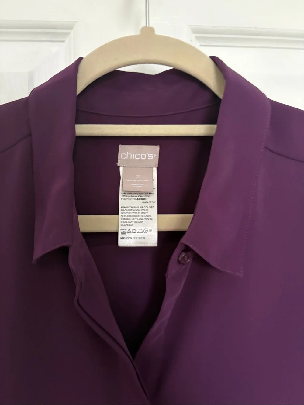 Chico's Purple Long-Sleeve Tunic Tops#0354